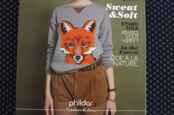 pull jacquard motif renard in catalogue Phildar automne hiver 2013-14